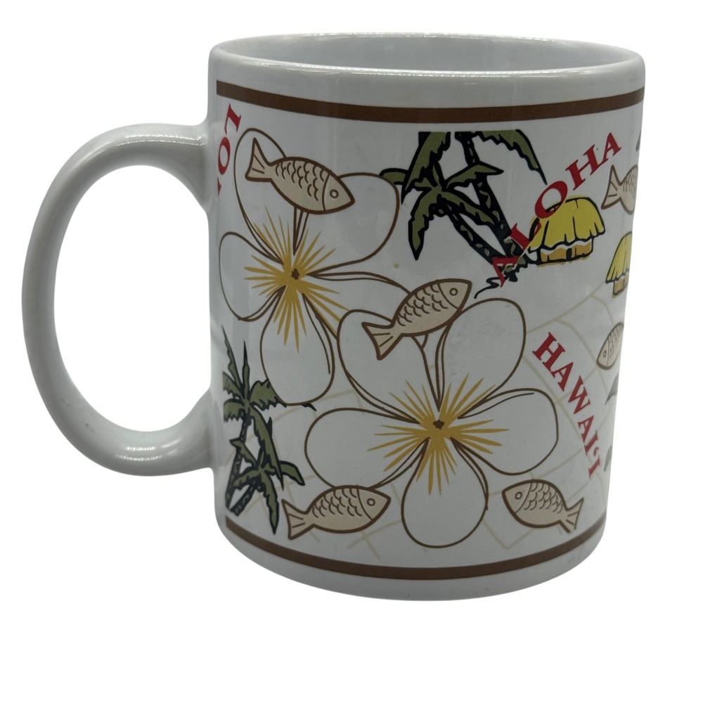 Vtg Island Heritage White Plumeria of Aloha Hawaii Coffee Mug Jon Lim Tropical